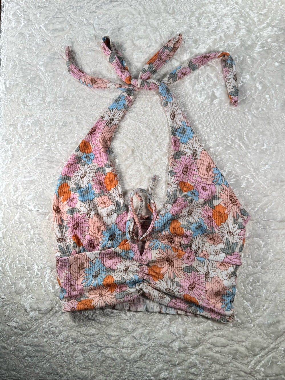 Le Lis Floral Halter Camisole - Pink, Blue & Orange